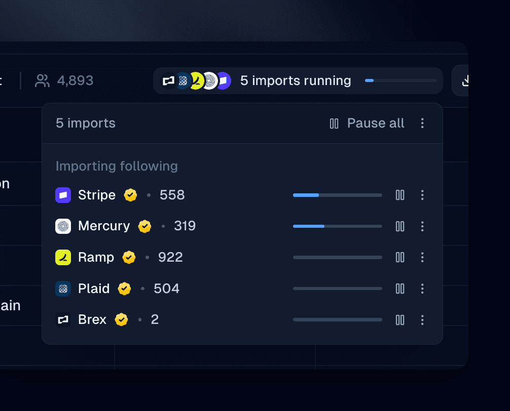 Five import jobs running concurrently on a single list with individual progress bars